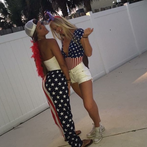 red white and blue bodysuit